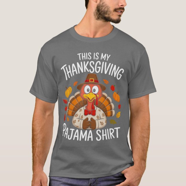 T-shirt This is My Thanksgiving Pajama (Devant)