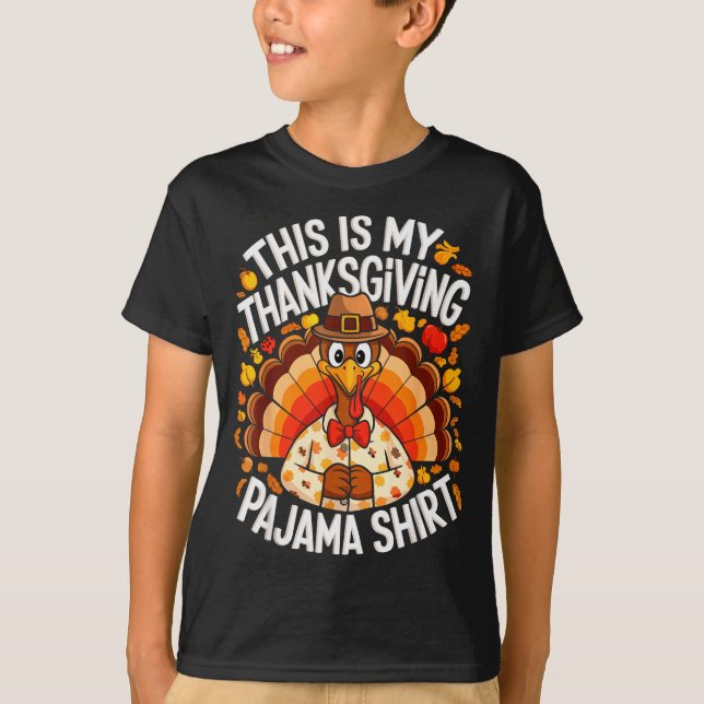 T-shirt This Is My Thanksgiving Pajama Shirt Adult Kid Men (Devant)
