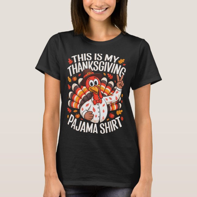 T-shirt This Is My Thanksgiving Pajama Shirt Pjs Adult Kid (Devant)