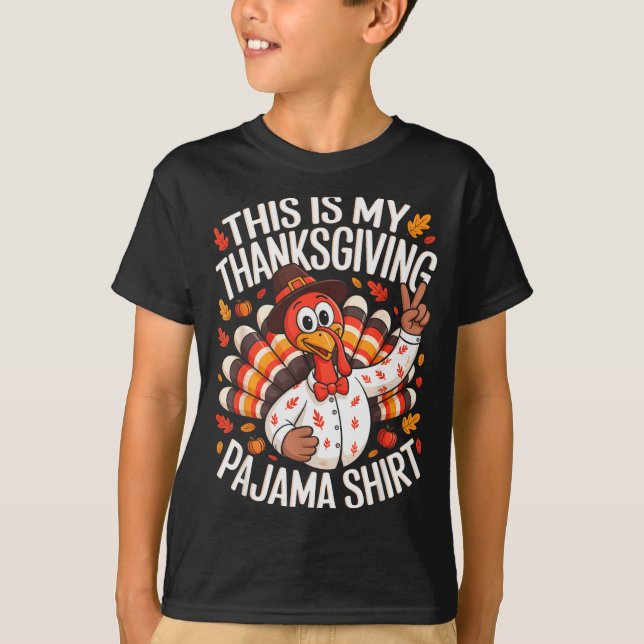 T-shirt This Is My Thanksgiving Pajama Shirt Pjs Adult Kid (Devant)