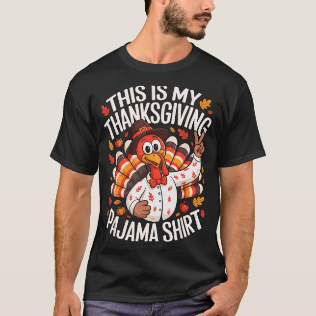 T-shirt This Is My Thanksgiving Pajama Shirt Pjs Adult Kid (Devant)