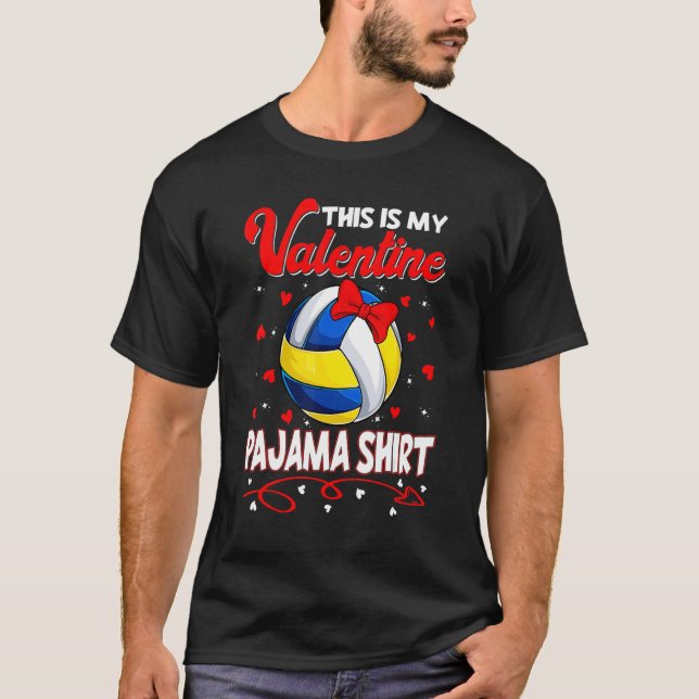 T-shirt This Is My Valentines Volleyball Pajama For Kids B (Devant)