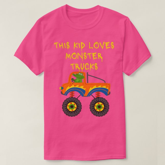T-shirt This Kid Loves Monster Trucks with funny croco des (Design devant)