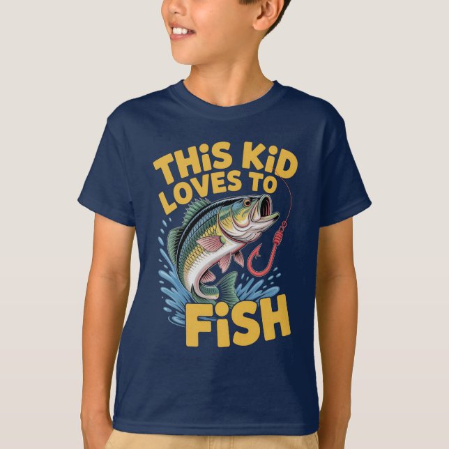 T-shirt This Kid Loves to Fish Fishing Children Fisherman (Devant)