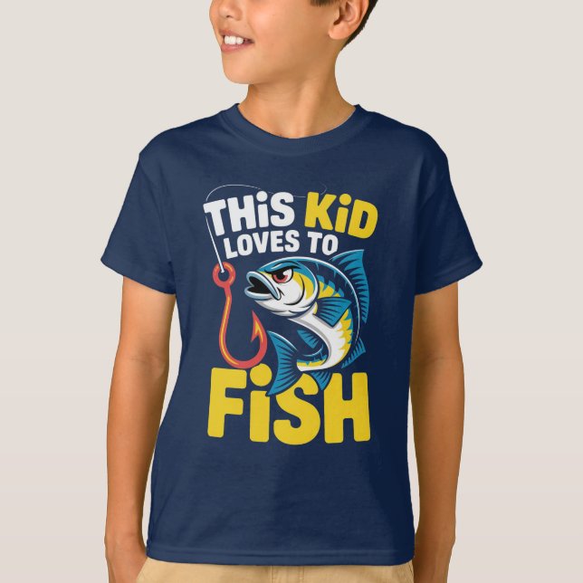 T-shirt This Kid Loves to Fish Fishing Children Fisherman (Devant)
