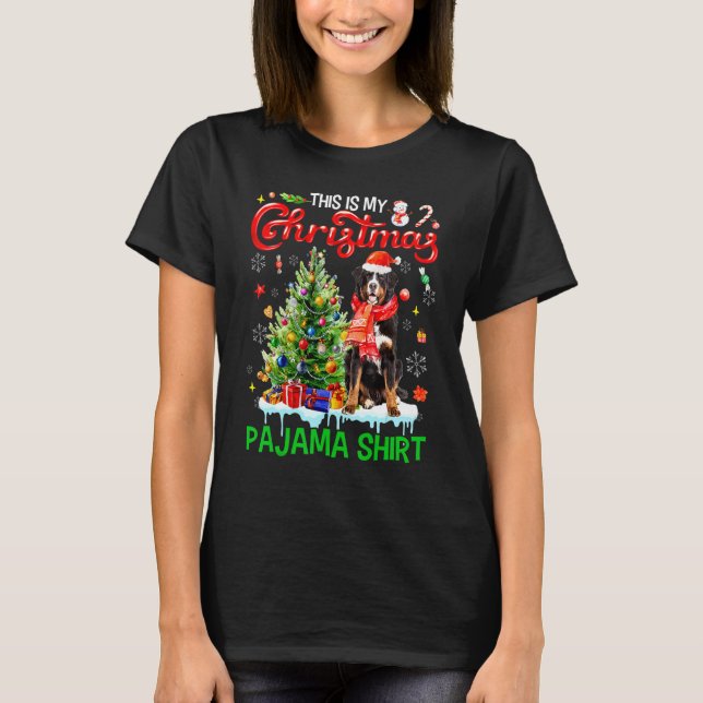 T-shirt This My Christmas Pajama   Bernese Mountain Santa  (Devant)