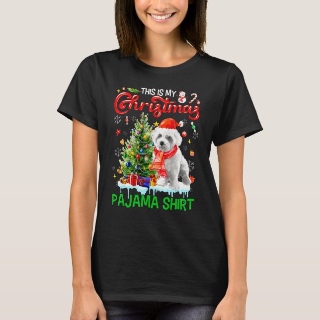 T-shirt This My Christmas Pajama   Maltese Scarf Santa Xma (Devant)