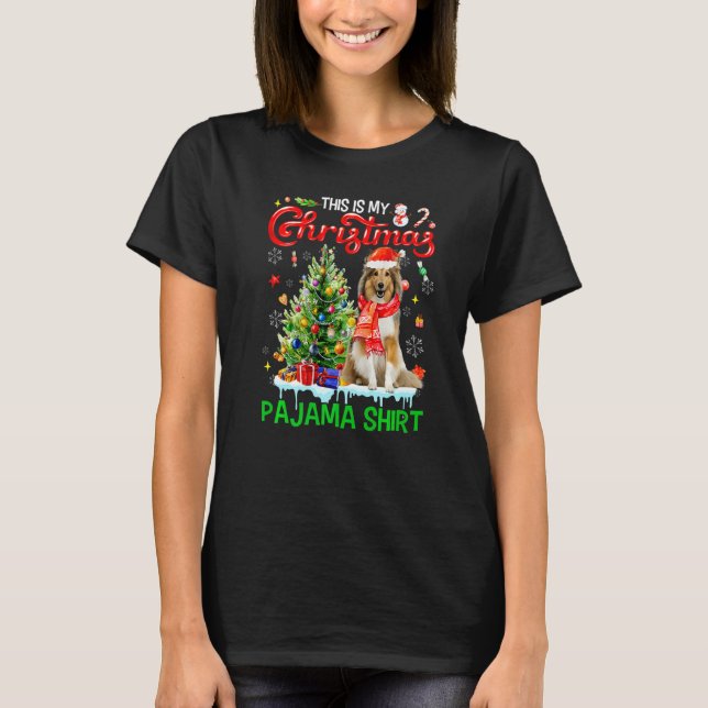 T-shirt This My Christmas Pajama  Shetland Sheepdog Santa  (Devant)