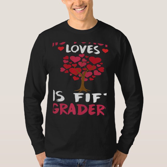 T-shirt This Teacher Loves His Valentines Day Tree 5th Gra (Devant)