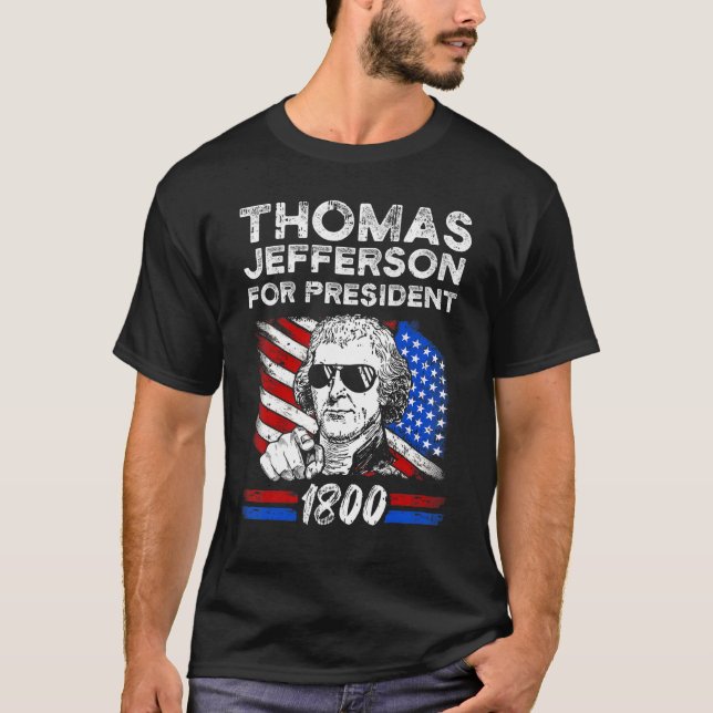 T-shirt Thomas Jefferson Drapeau Américain 4 Juillet (Devant)