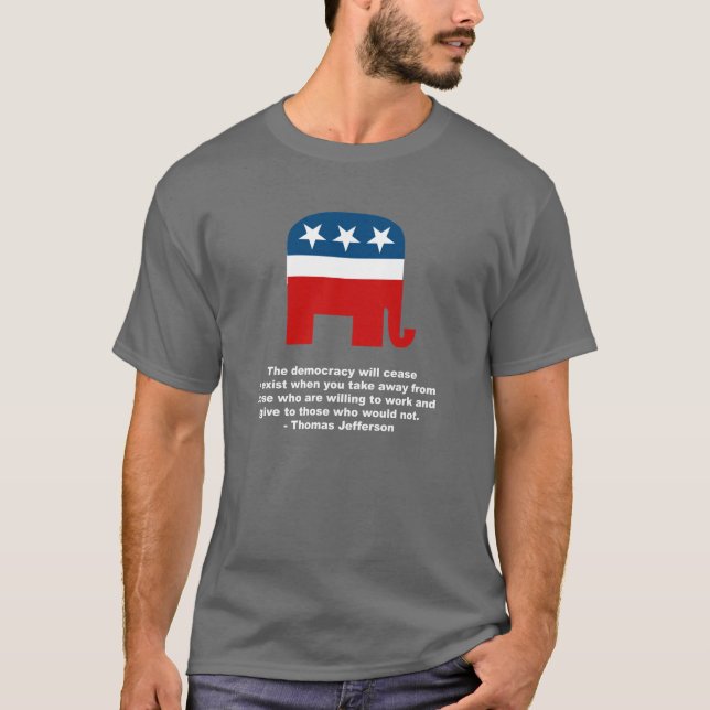 T-shirt Thomas Jefferson - la démocratie cessera à l'exi (Devant)