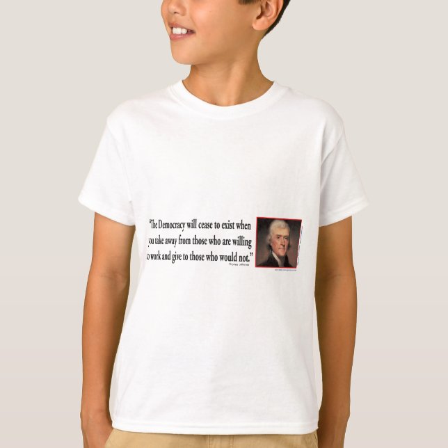 T-shirt Thomas Jefferson Sur La Démocratie (Devant)
