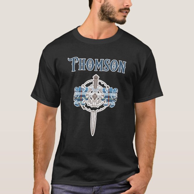 T-shirt Thomson Scottish Clan Nom de famille Tartan Lion S (Devant)