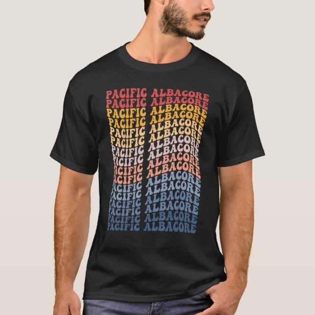 T-shirt Thon blanc du Pacifique Groovy Rétro Poisson (Devant)