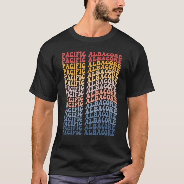 T-shirt Thon blanc du Pacifique Groovy Rétro Poisson (Devant)