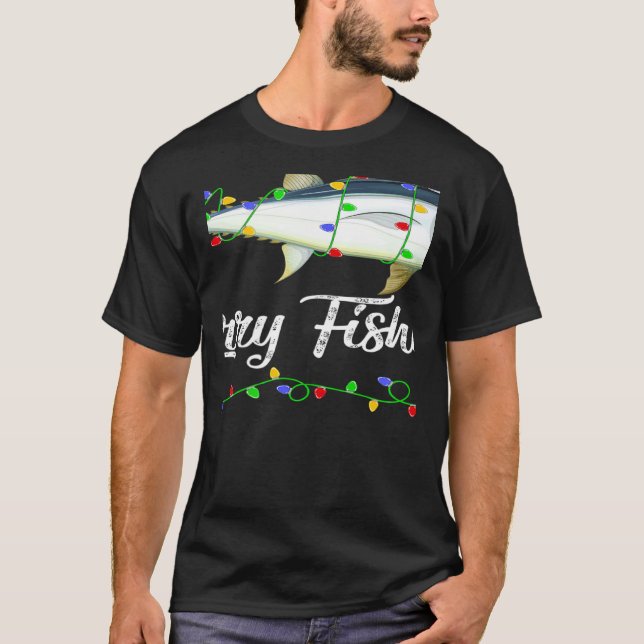 T-shirt Thon Poisson de Noël Éclairage Thon Joyeux Noël (Devant)