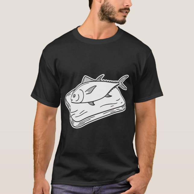 T-shirt Thon posé sur planche à découper (Devant)