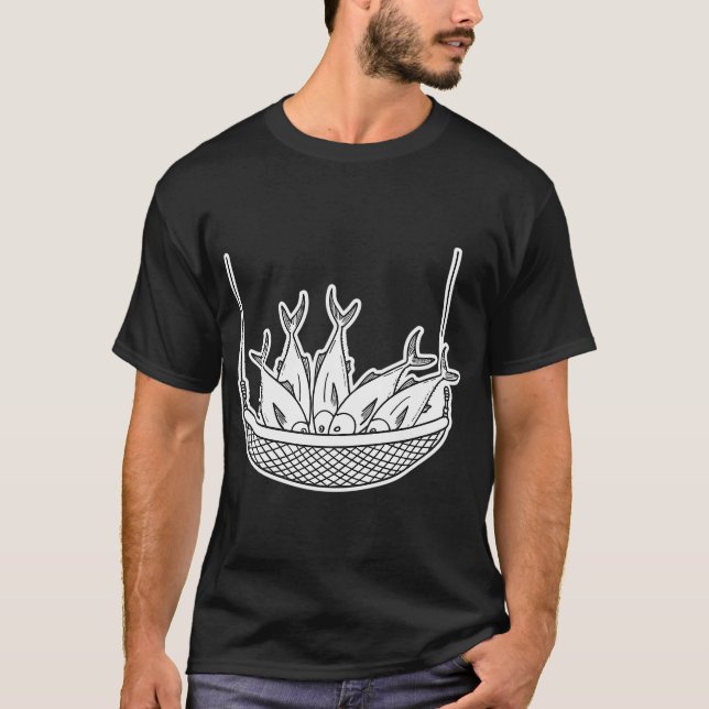 T-shirt Thon regroupé sur un filet de pêche (Devant)