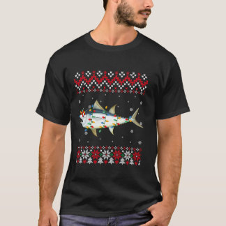 T-shirt Thon rouge Poisson Santa Hat Femmes Enfants Vilain