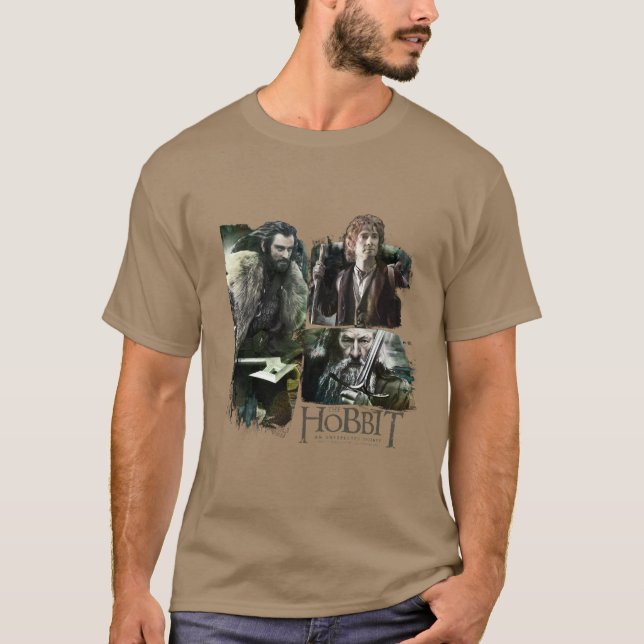 T-shirt THORIN OAKENSHIELD™, BILBO BAGGINS™, & Gandalf Art (Devant)