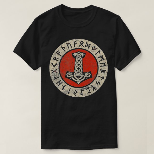 T-shirt Thors Hammer Mjolnir Wotan Norse Mythologie Odin V (Design devant)
