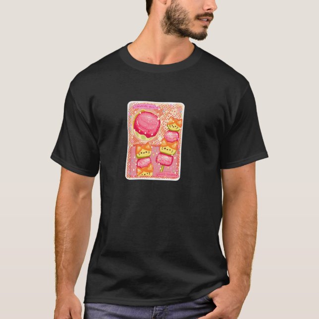 T-shirt Threadless Aidadaism Fraise & Chat Mochis Sketch (Devant)