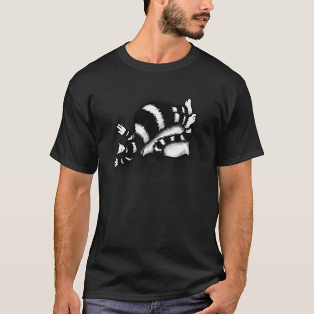 T-shirt Threadless Boriana Chat Étrange Endormi Sur Un Gro (Devant)