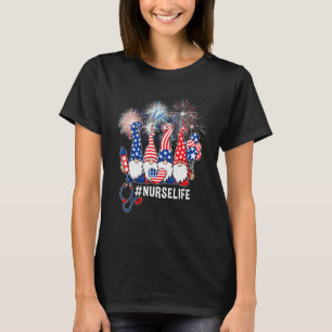 T-shirt Three American Gnomes Nurses 4th of July Nurse Lif