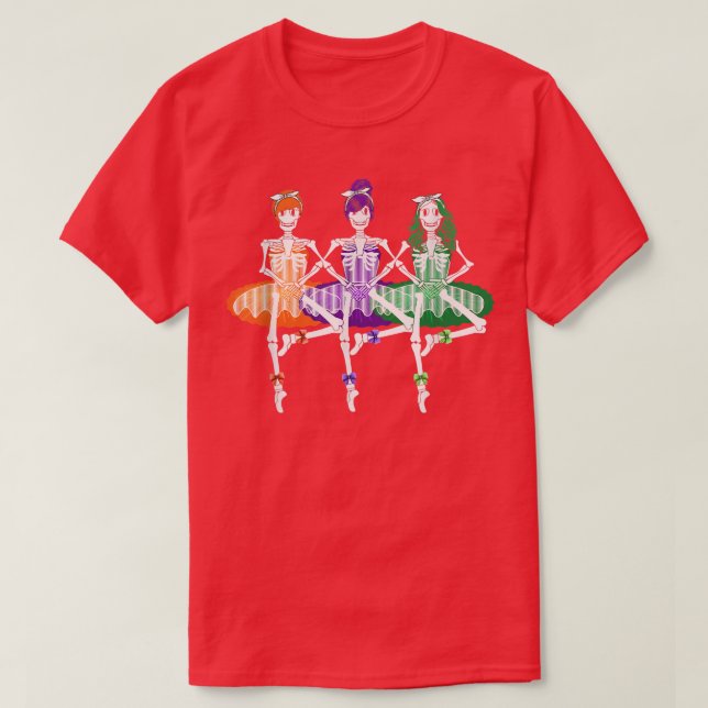 T-shirt Three Ballet Skeleton Dancer Funny Halloween Costu (Design devant)