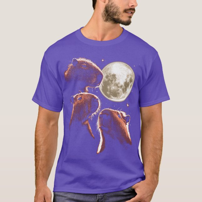 T-shirt Three Capybara Moon Funny Capybara Meme Mystical C (Devant)
