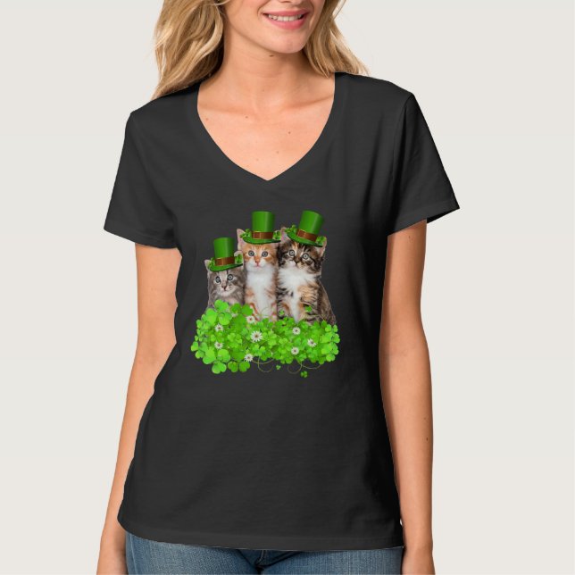T-shirt Three Cat St Patricks Day Kitten  Irish (Devant)