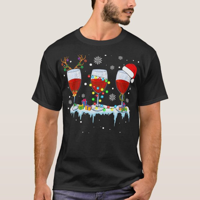 T-shirt Three Glass Of Red Wine Funny Drinker Christmas (Devant)