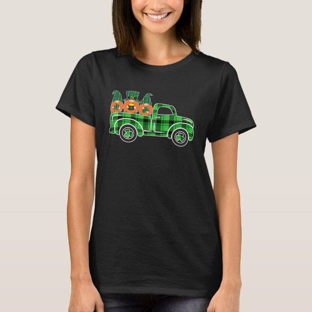 T-shirt Three Gnome Truck Buffalo Plaid Happy St Patrick's (Devant)