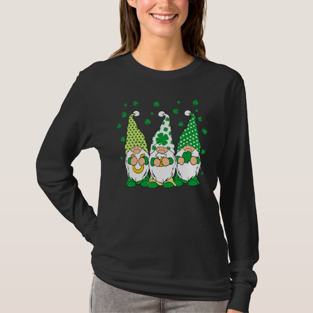 T-shirt Three Green Irish Gnomes Shamrock Clover St Patric (Devant)