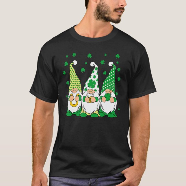 T-shirt Three Green Irish Gnomes Shamrock Clover St Patric (Devant)