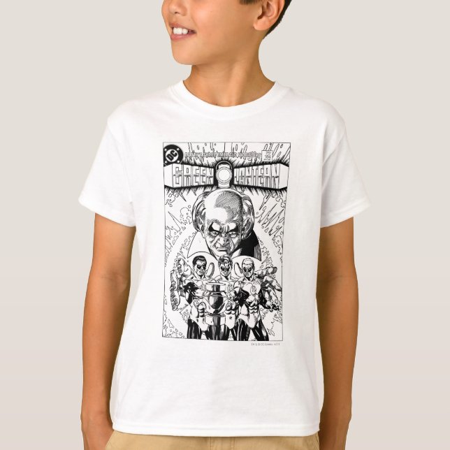 T-shirt Three Green Lanterns Comic Cover, Black and White (Devant)