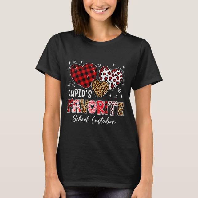 T-shirt Three Hearts Cupids Favorite School Custodian Vale (Devant)