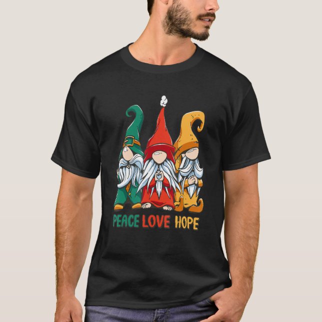 T-shirt Three Hippie Gnomes, Peace Gnome, Funny Retro Tie  (Devant)