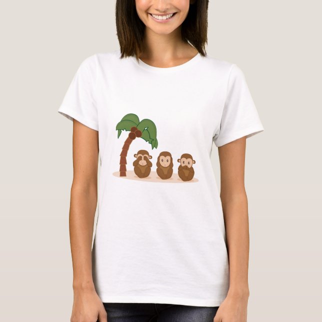 T-shirt Three little monkeys - trois barboteuses (Devant)