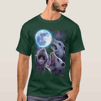 T-shirt Three Opossums Howling at the Moon Funny Possum vi