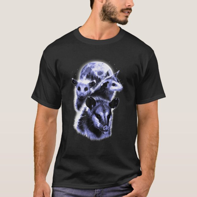 T-shirt Three Opposum Moon With 3 Possums And Dead Moon (Devant)