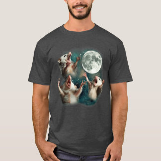 T-shirt Three Possum Moon 3 Opossum Funny Weird Cursed Mem