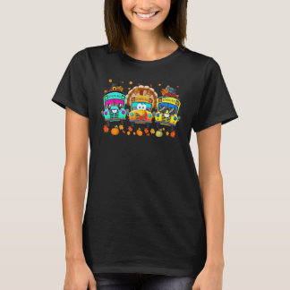T-shirt Three School Buses Pilgrim Turkey Fall Vibes Thank