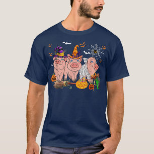T-shirt Three Sheep Halloween Mummy Witch Scary Pumpkins F