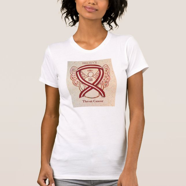 T-shirt ThroCancer Sensibilisation Ruban Angel Chemise per (Devant)