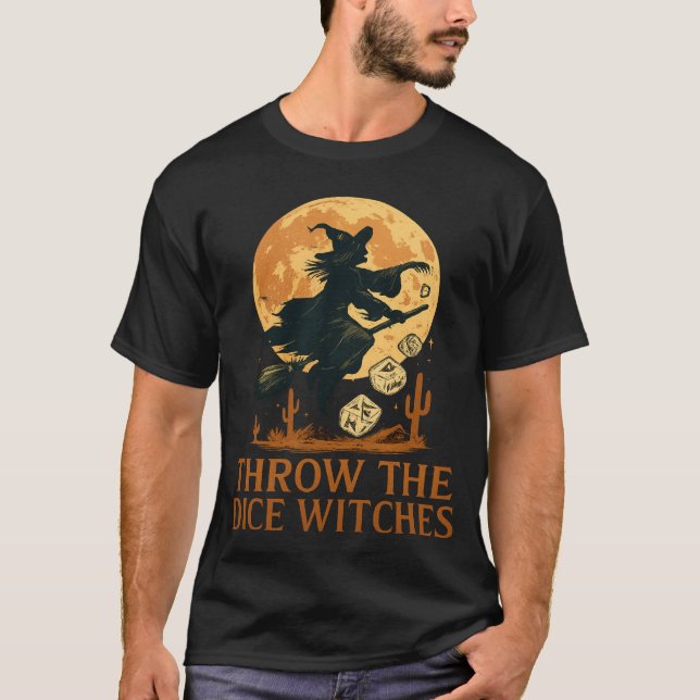 T-shirt Throw The Dice Witches Halloween Spooky Gamer (Devant)