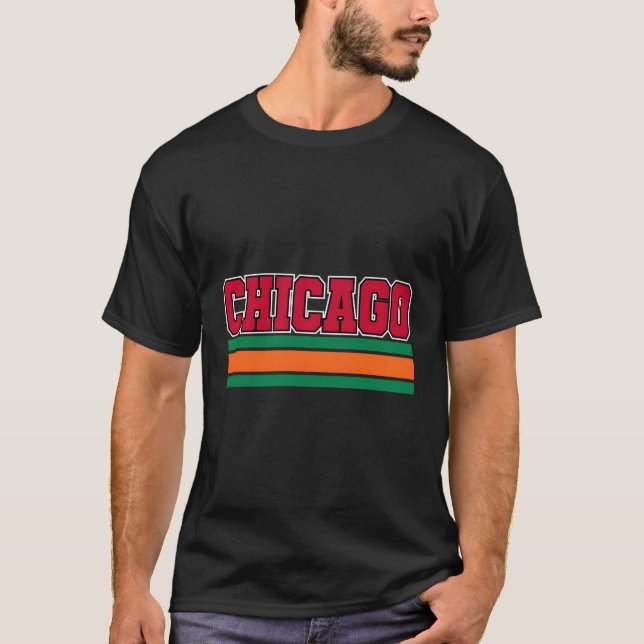 T-shirt Throwback Chicago Blackredorangegreen Hometown Chi (Devant)
