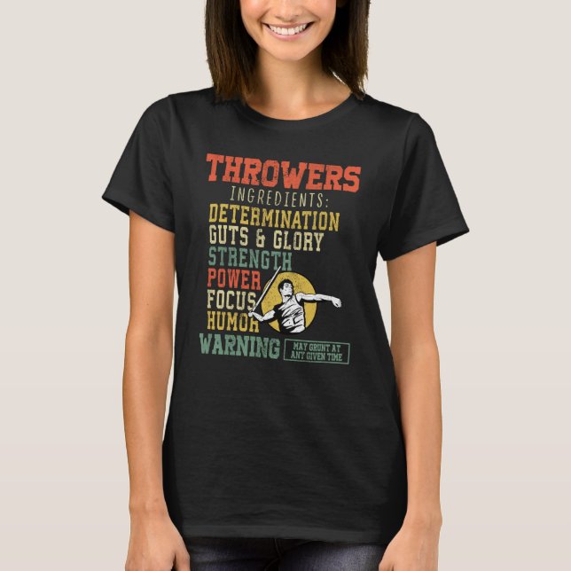 T-shirt Throwers ingredients throw javelin throwing tack a (Devant)