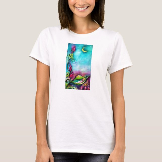 T-SHIRT THUMBELINA DORMIR ENTRE FEUILLES ROSE (Devant)