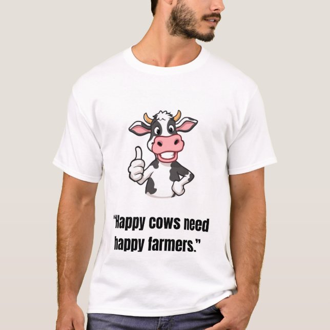 T-shirt Thumbs Up Cow – Funny Cartoon Tee (Devant)